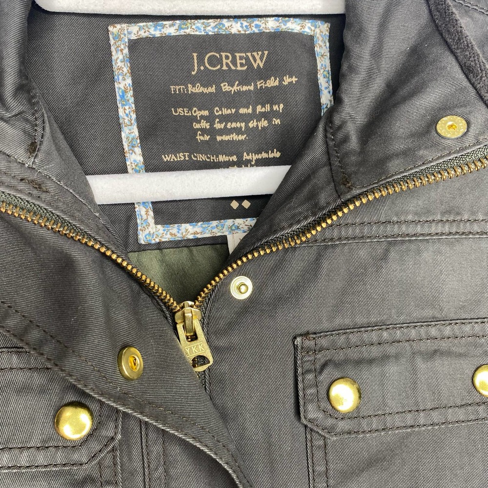 J. Crew Resin Coated Twill Field Olive Green Jacket XXS STYLE: 27584 - Picture 7 of 9